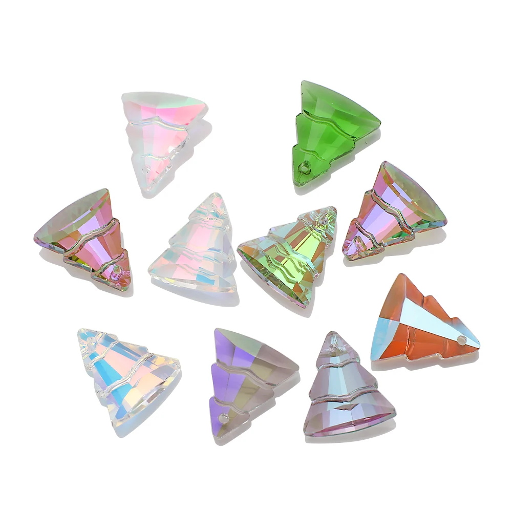 10Pcs 13x16mm Austrian Crystal Glass Pendants Beads Christmas Tree Shape DIY Making Charms Earings Necklace Jewelry Accessories