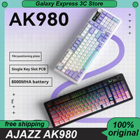 AJAZZ AK980 Mechanical Keyboard Three Mode Gasket Structure Hot Plug RGB Game Office Keyboard with Screen Custom PC Accessories