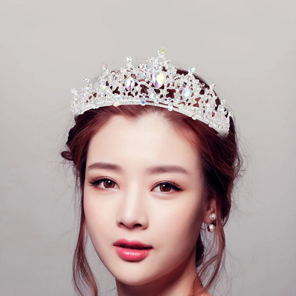 

Shiny Alloy Rhinestone Crown for Women Bride Wedding Headwear Decoration Silver Crown Bridal Tiara Elegant Party Accessory