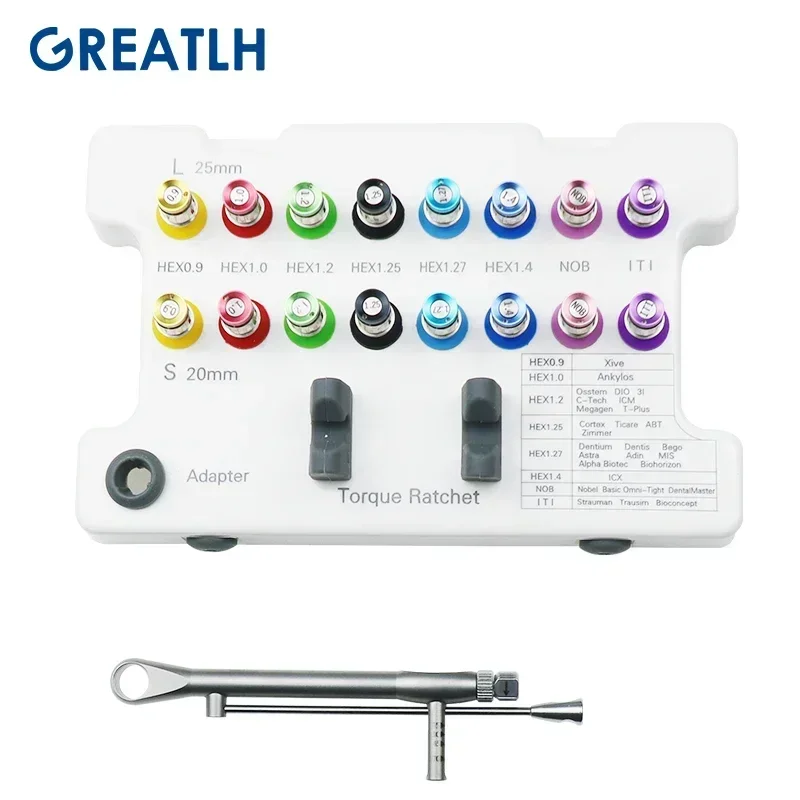 16pcs Colorful Dental Screwdrivers Torque Screwdriver Wrench Tools Prosthetic Kit Universal Implant Repair Tool Kit