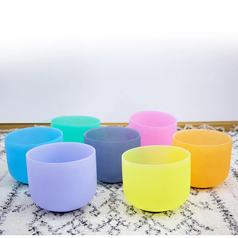 

8''colorful crystal singing bowl set quartz singing bowl set for musical meditation