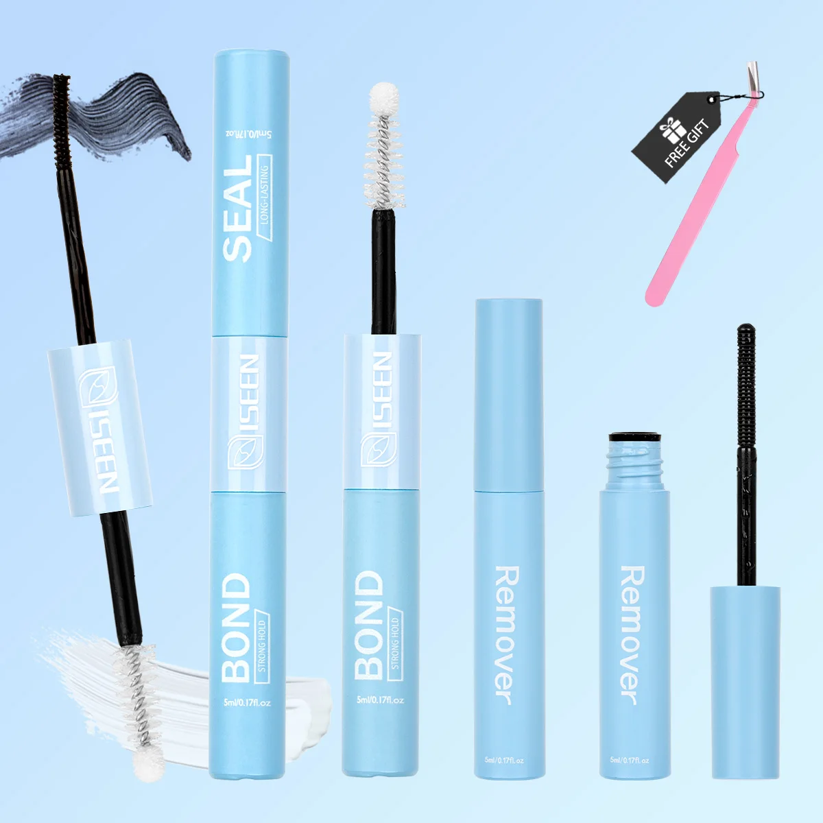 Kit de cola para cílios, faça você mesmo, adesivo de extensão de cílios, fixação forte, ligação e vedação de secagem rápida, 2 em 1, ferramentas de maquiagem