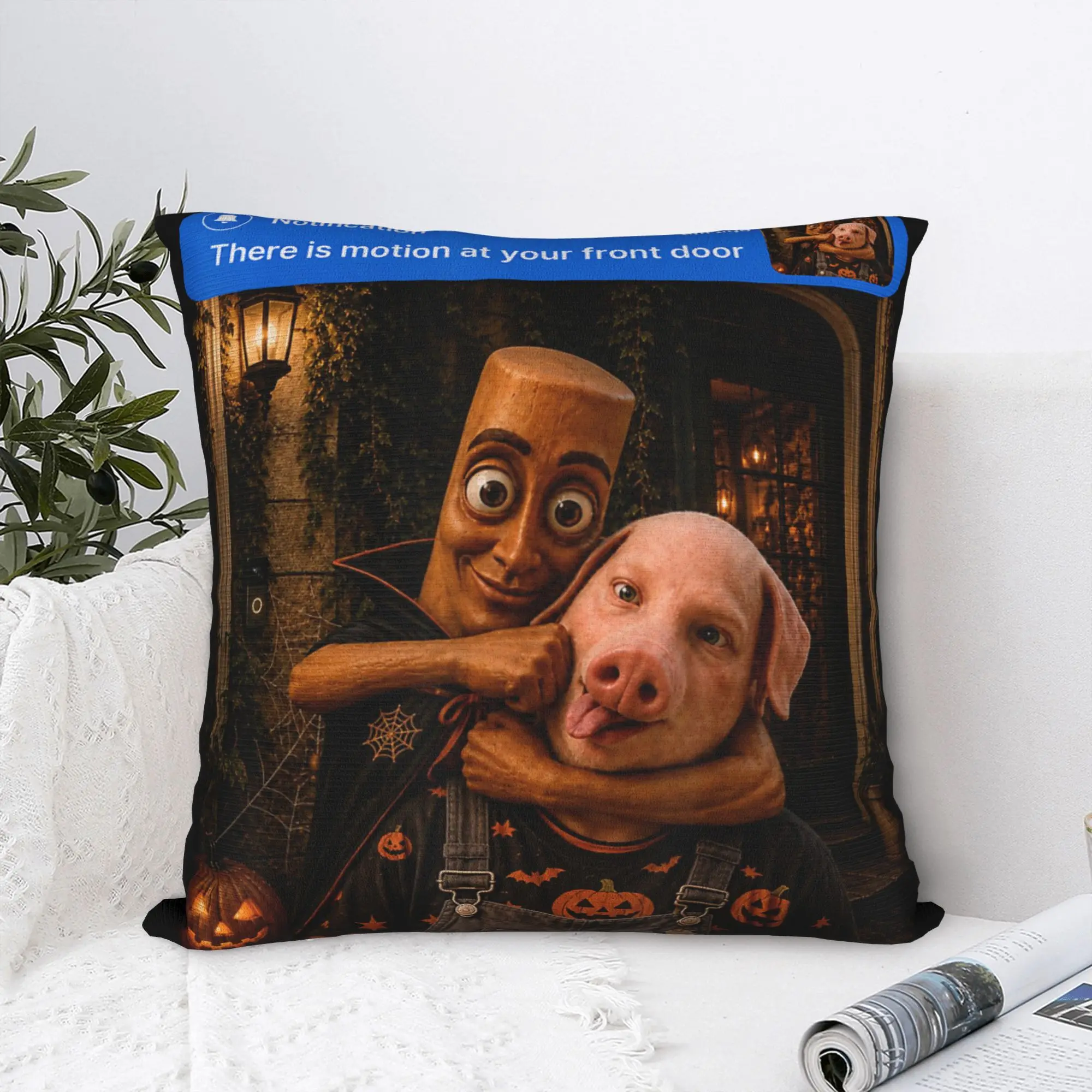 Motion at Your Front Door Tung Sahur John Pork Halloween Pillowcases Fashion Pillow Case For Living Room Sofa Comfy Pillow Cover