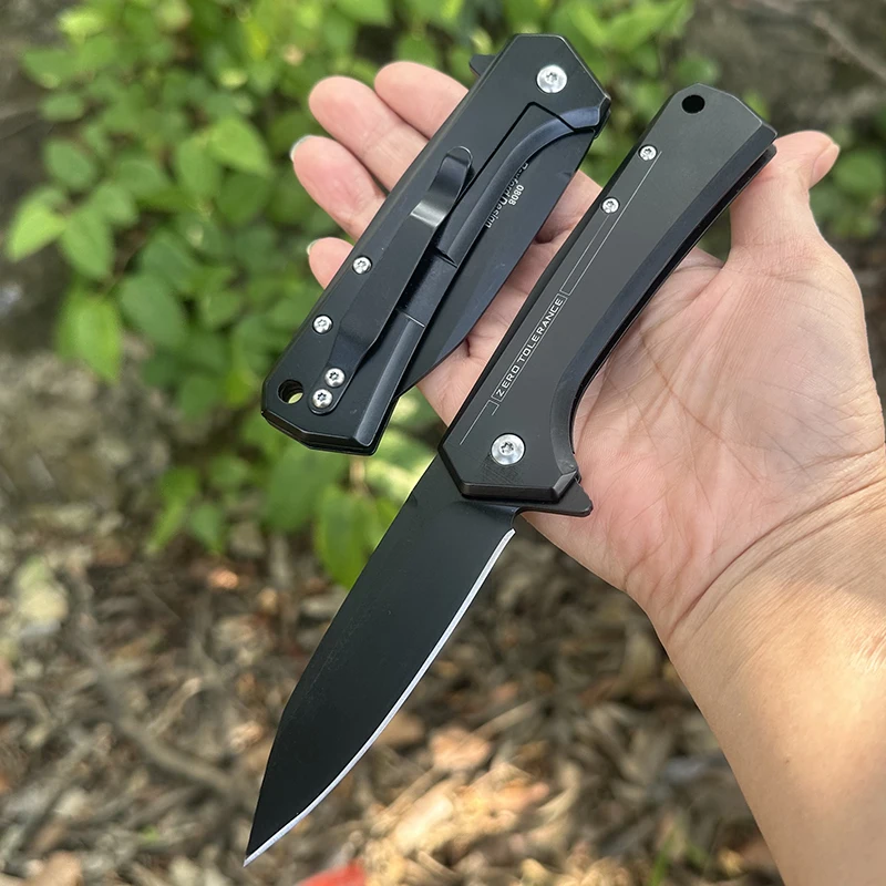 

ZT 0808 Folding blade D2 Black Stone Cleaning blade Black stainless steel shank Quick open EDC pocket folding knife