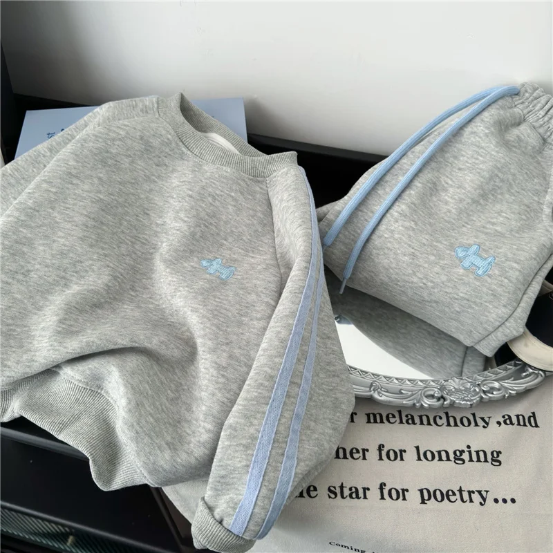 Frühling Kinder Sweatshirt Sets Kinder Langarm-Bekleidungssets Jungen Mädchen Lässiger Pullover+Hose 2-teilig Herbst Teenager Trainingsanzug Outfit – Detail 8