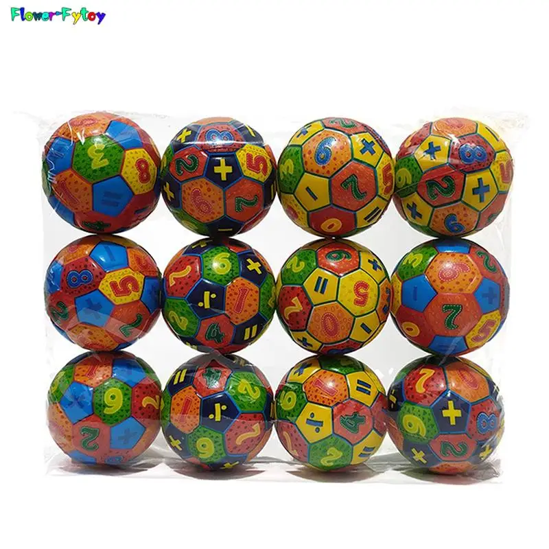 1PC 6.3CM Solid Soft Elastic Ball For Children's Early Childhood Education Decompression Digital Football Toys Random Color