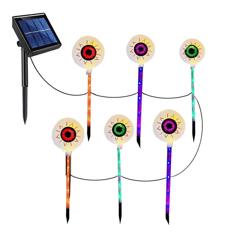 ABGR-pour décoration de fête d'halloween lumières de jardin solaires 6 pièces lumières de paysage solaire de globe oculaire effrayant pour le jardin de la maison