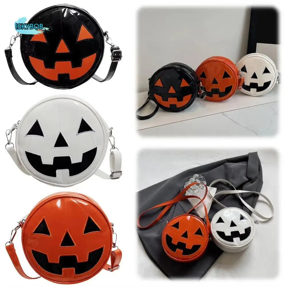 

Сумка через плечо с регулируемым ремешком и тыквой на Хэллоуин, крыло летучей мыши, искусственная кожа, сумка через плечо с тыквой на Хэллоуин, кошелек в стиле Харадзюку, круглая