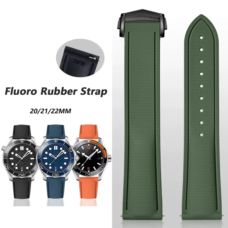 FKM Fluoro Rubber Strap 18mm 20mm 21mm 22mm 24mm Quick Release Universal Watch Band for Omega/Breitling/Longines/Tissot/Rolex view 2