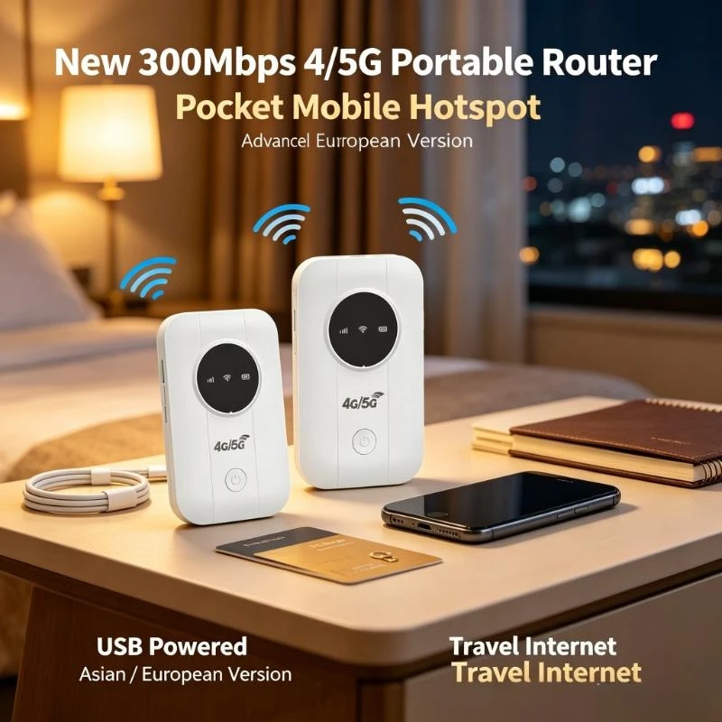 New 300Mbps 4/5G Portable Router USB Powered Pocket WiFi Pocket Mobile Hotspot Asian/European version Pocket Internet