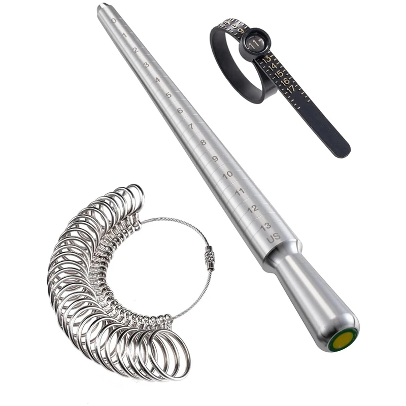 Ring Size Measuring Tool Set, Ringsizing With Magnifying Glass, Solid Ring Mandrel Sizing Tool For Ring Repair Durable