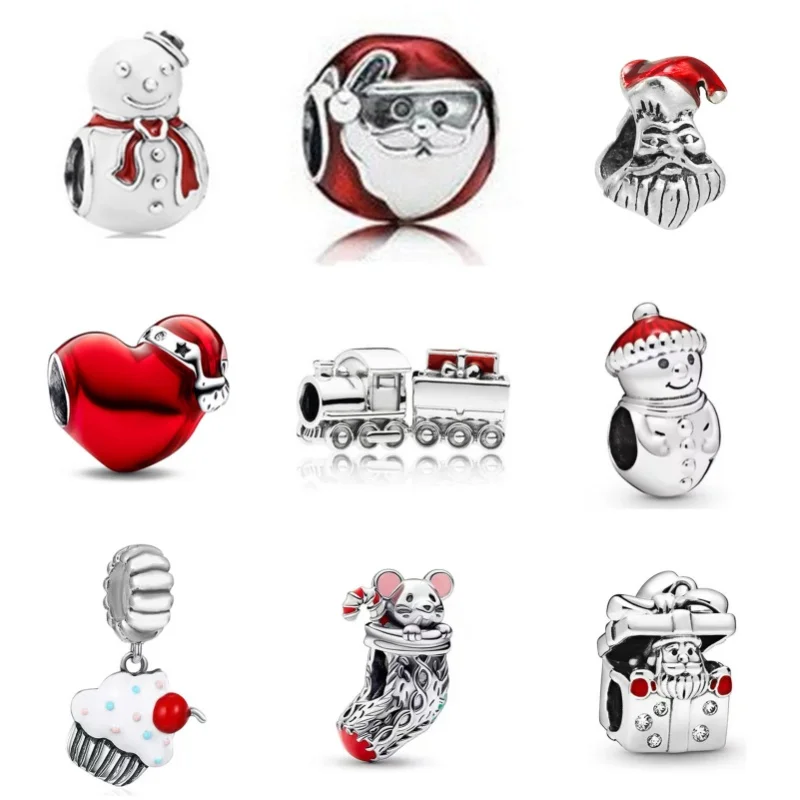 Luxury Christmas Series Alloy Santa Claus Bead DIY Bracelet Key Chain Accessories For Pandora Jewelry Making Halloween Gifts