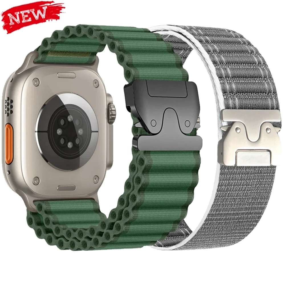 Nylon-Schlaufenarmband für Apple Watch Ultra 3/2 Band 49mm 46mm 45mm 44mm 42mm Correa Parachute Armband IWatch Series 11 10 9 7 8 SE3