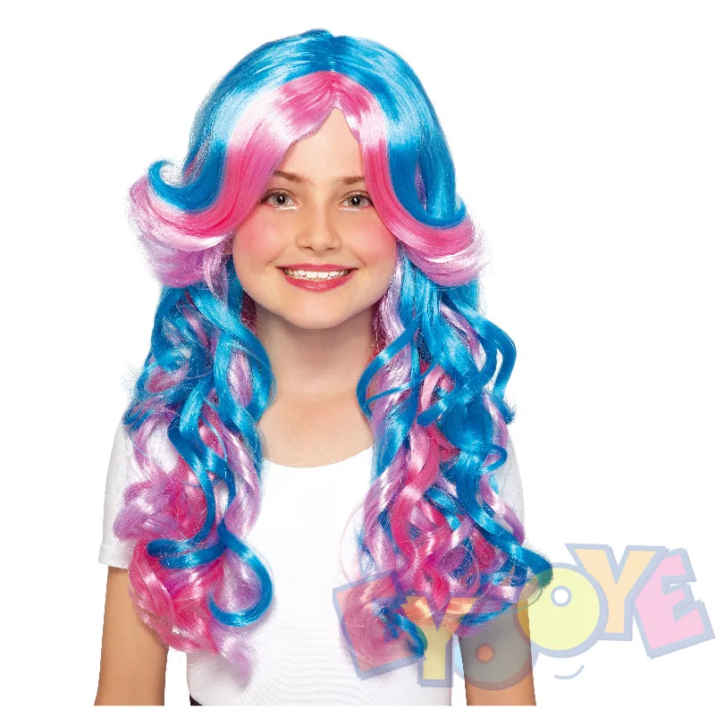 Kinder gewellte bunte mittellange Haare setzt Urlaub Bühne Performance Perücke Party Cosplay Requisiten