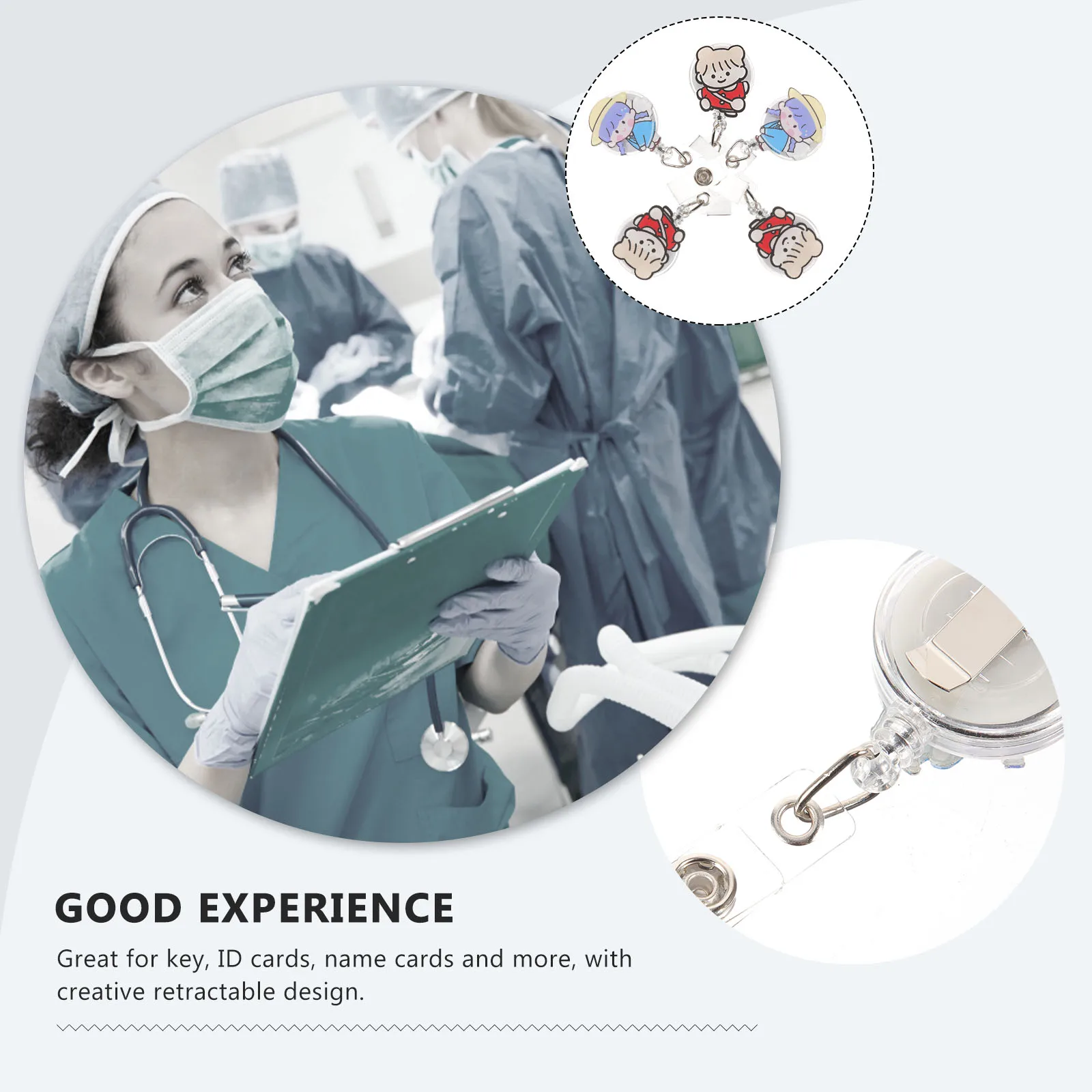 

5Pcs Retractable Chest Card Clips Badge Holders Secure Id Card Holder Nursing Pharmacy Technician Gifts Employee Badge Buckles