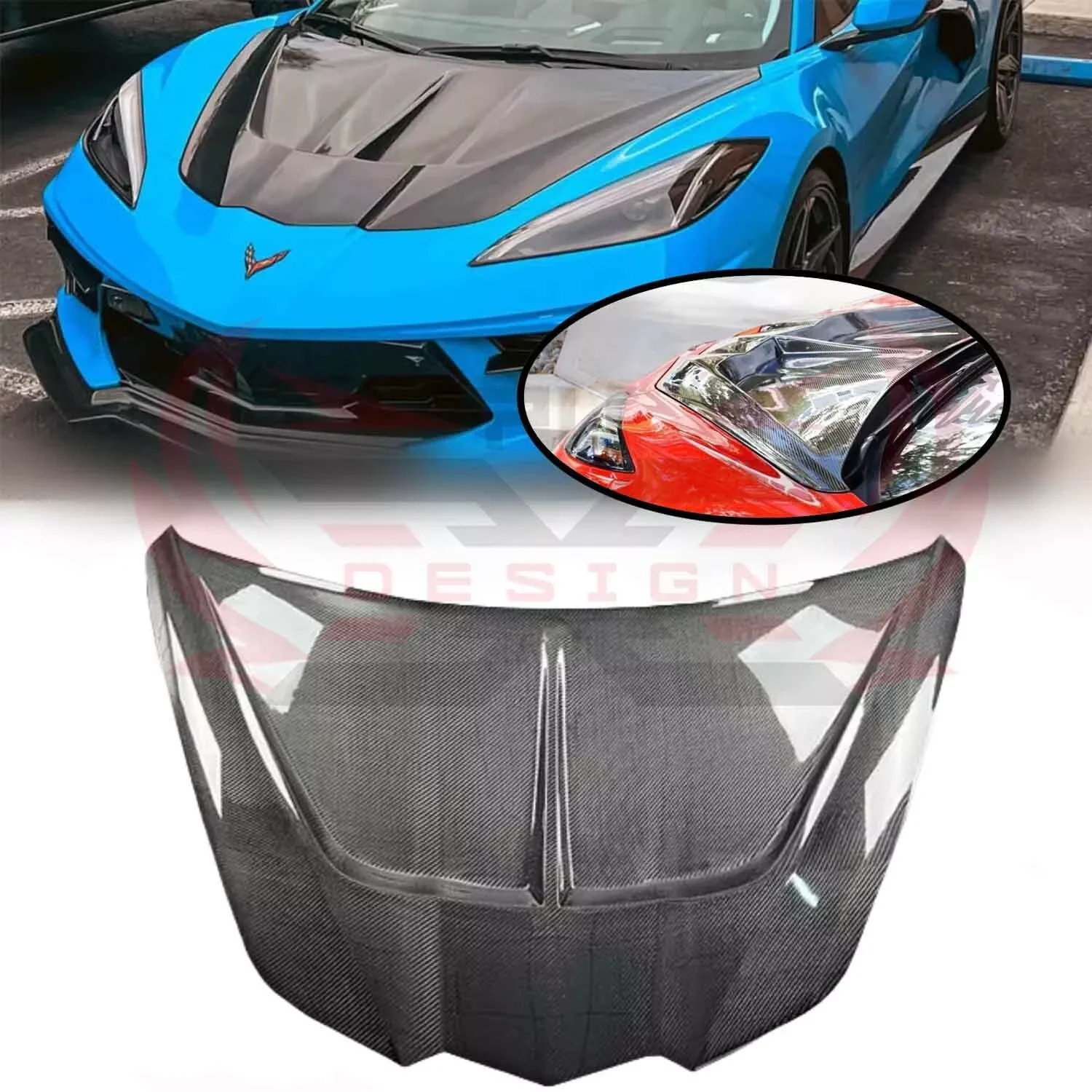 

For C8 Corvette Z06 Carbon Fiber Hood Fits Chevrolet Front Hood Cover 2020+