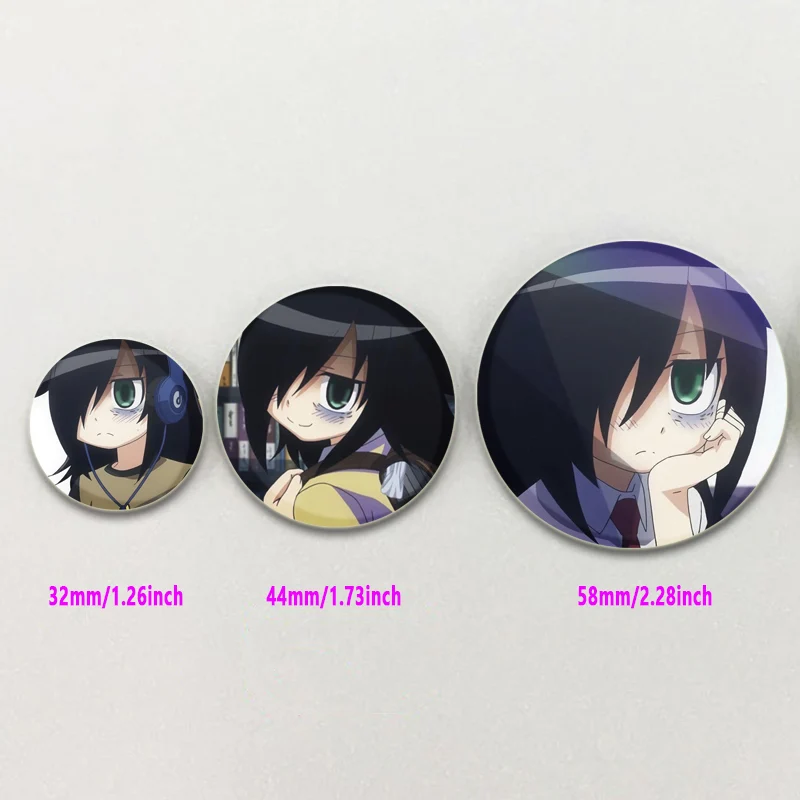 Anime Tomoko Kuroki Pins, Cute Cartoon Badge, Handmade Tinplate Brooches, Breastpin for Backpack Clothes Gift Accessory