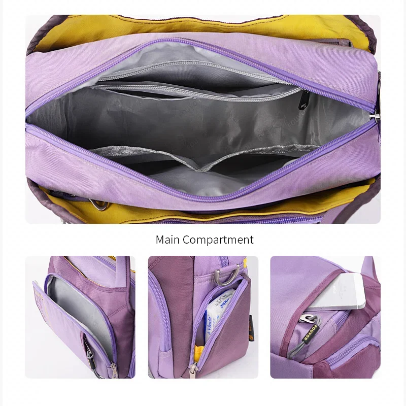 Fouvor torby z wieloma kieszeniami dla kobiet na ramię 2025 nowych moda nylonowe torby kurierskie typu Crossbody luksusowy projektant Tote Bag 2386-05 — zdjęcie 7