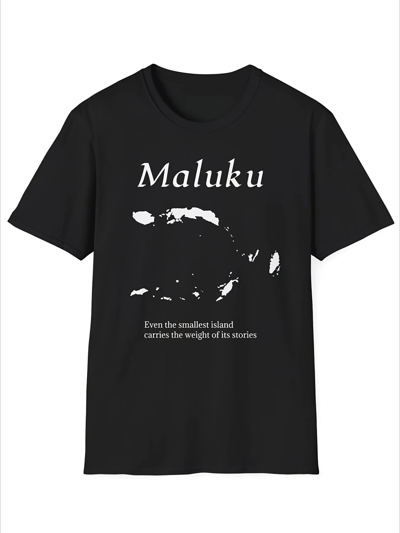 Maluku Shirt Islands Map Casual Crew Neck Regular Fit All-season Short Sleeve Printed with Slight Stretch Fabric