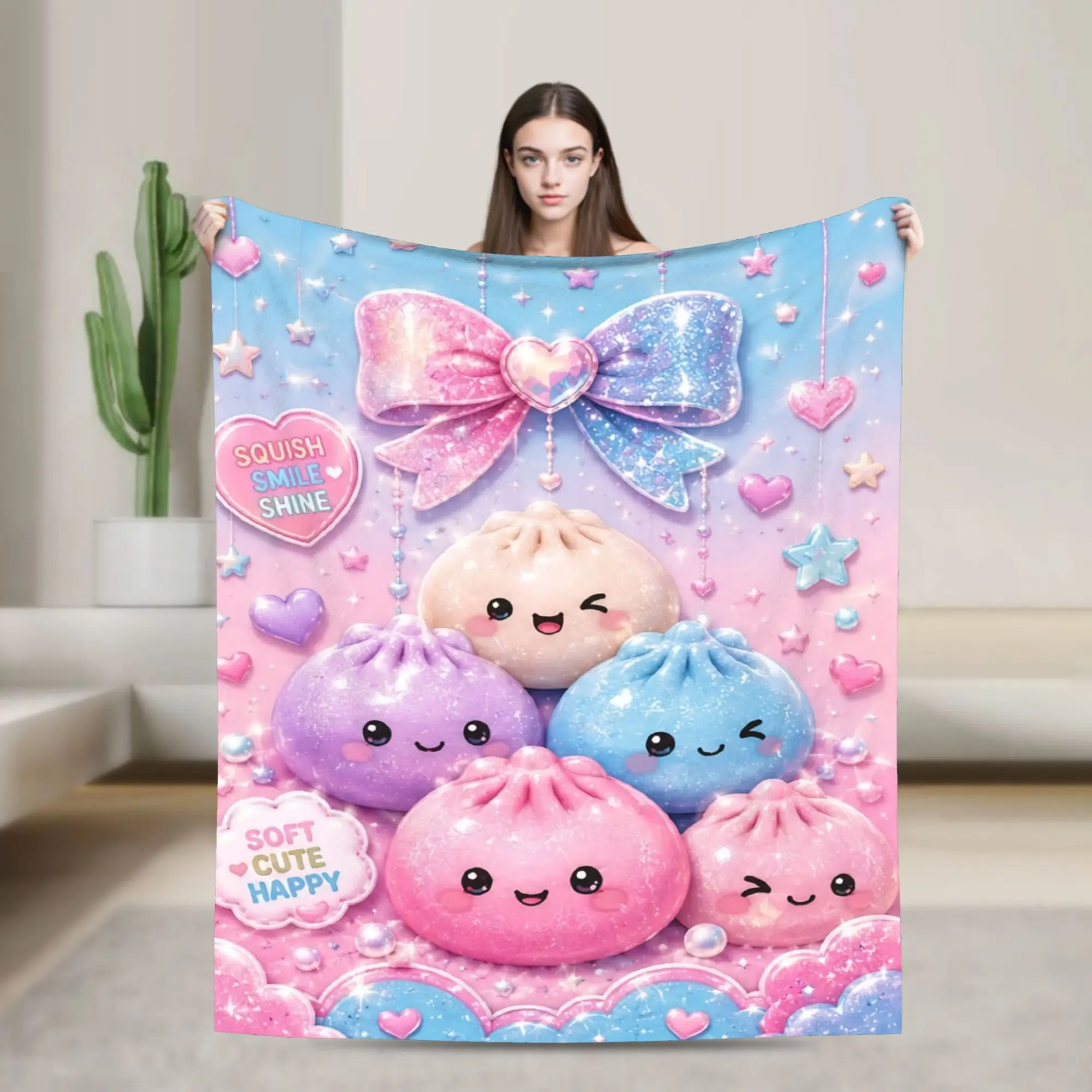 Cartoon Dumpling Blankets Flannel  Relax Lightweight Thin Throw Blankets for Bedroom Bedspread