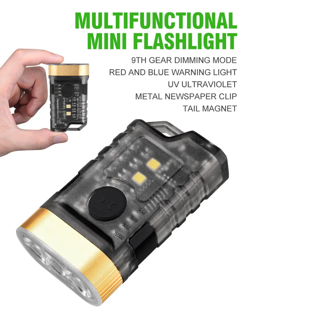 휴대용 야외 도구 IP65 방수 포켓 손전등 타입 C 충전 휴대용 작업등 9단계 조광 야외 캠핑용