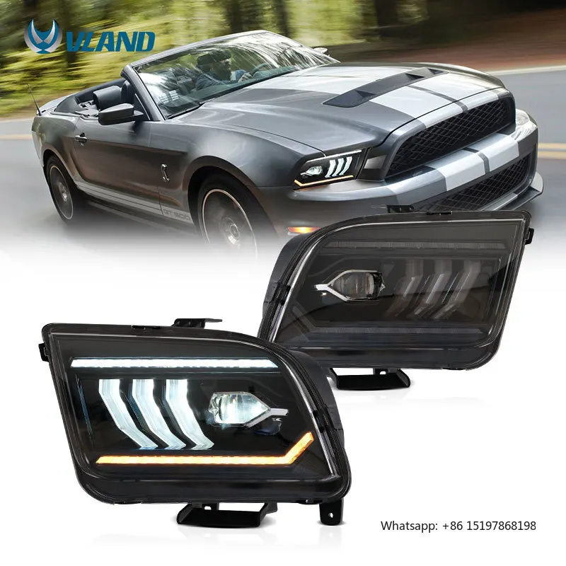 VLAND Fabricación de faros LED 2005 2006 2007 2008 2009, Kit de carrocería, accesorios, kit de carrocería de coche ligero, cabezal de piezas de automóvil para Ford Mustang