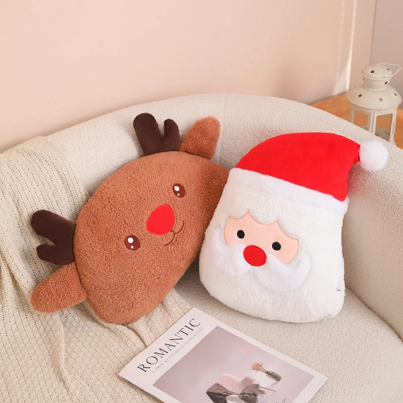 Santa Claus Elk Plush Pillow Cute and Fun Creative Design Comforts and Accompanies