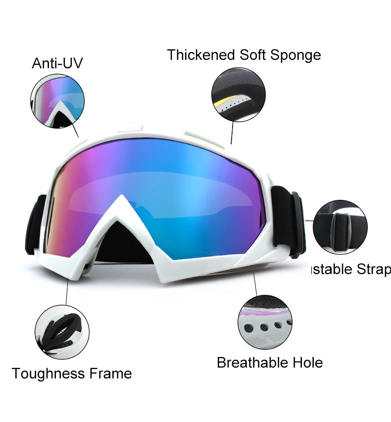 Skiing Goggles Windproof Cycling Motorcycle Snowboard Goggles Anti-Fog Anti-Scratch Dustproof Eyewear Outdoor Sports Goggles