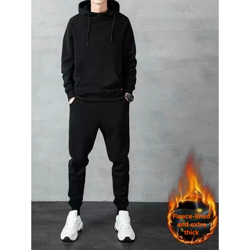 الرجال العصرية قلنسوة بسحاب رياضية الكورية فضفاضة الحد الأدنى 2025 الخريف الشتاء طويلة الأكمام السراويل رياضي دافئ متعدد المشهد #1