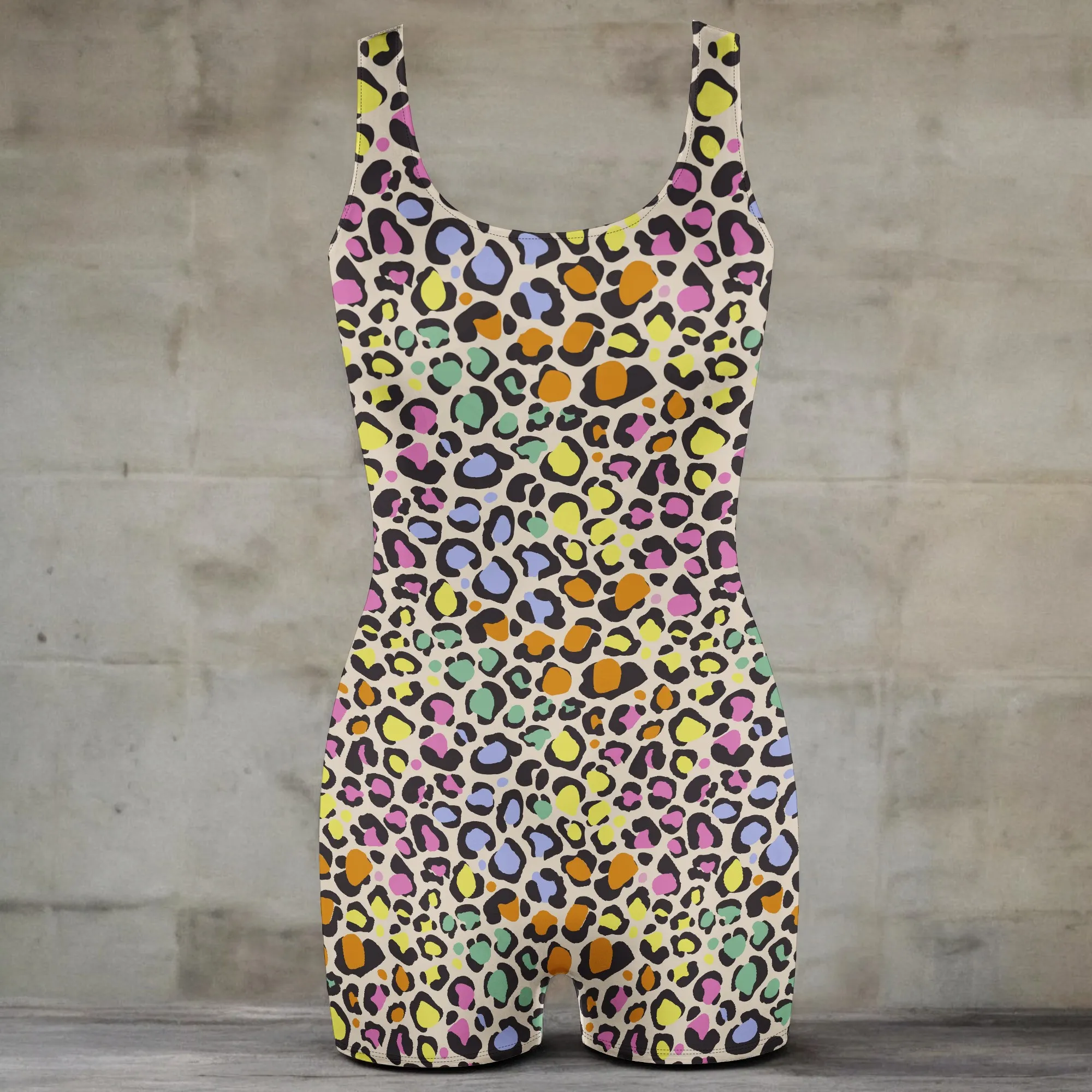 Tight Leopard Print Jumpsuit Sexy Wide Strap Design for Home or Gym Multi-Use