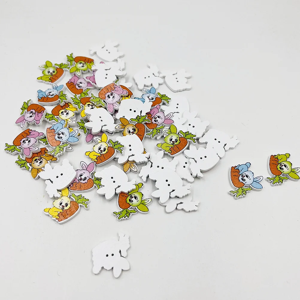 

50Pcs Easter Buttons Durable Rabbit Shape Sewing Craft DIY Clothes Decorative Buttons Clothes Replacement Button