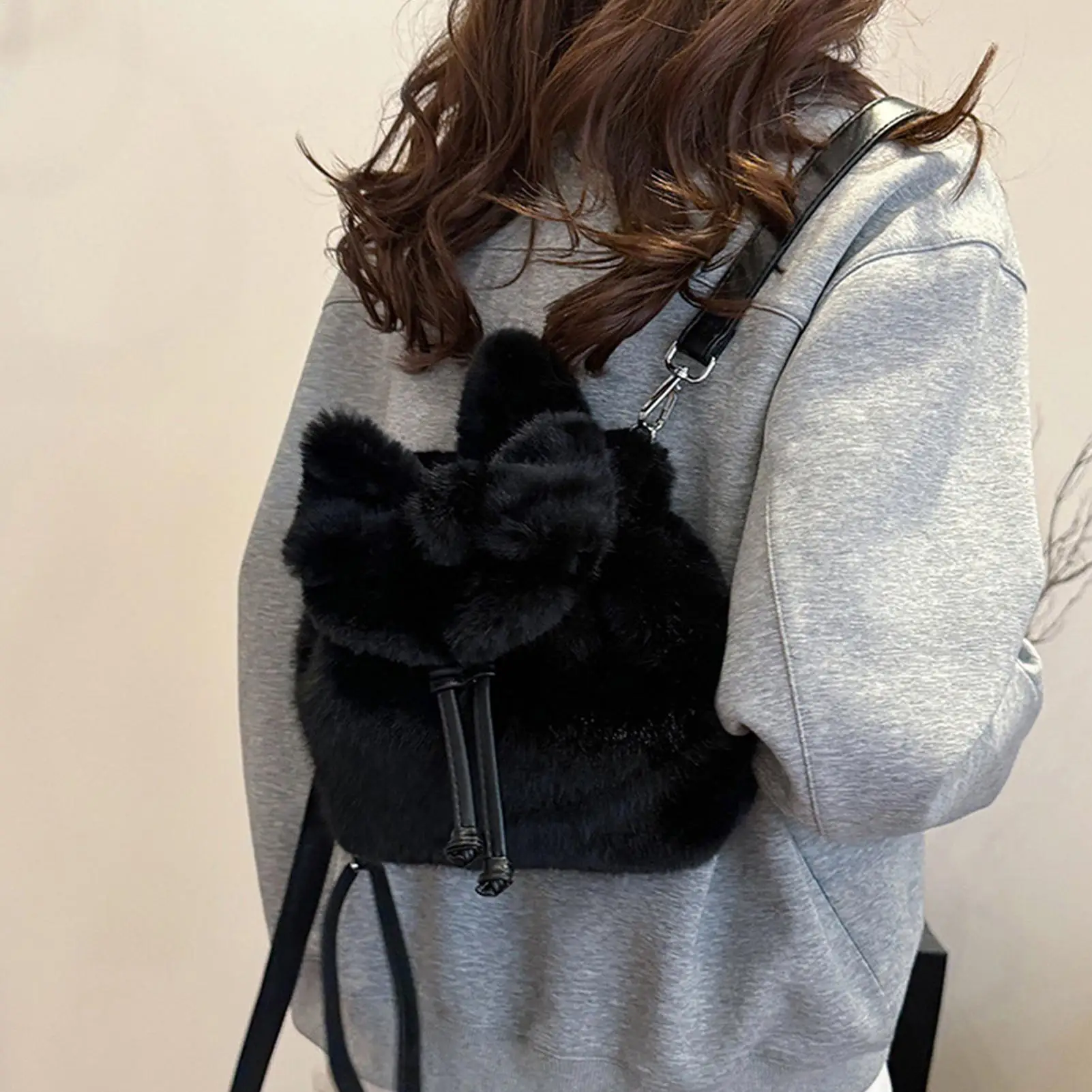 Mochila de felpa para niños, bolso de hombro con lazo para viajes escolares, guardería, estudiantes, fiestas de compras de Navidad, niños, mujeres y niños
