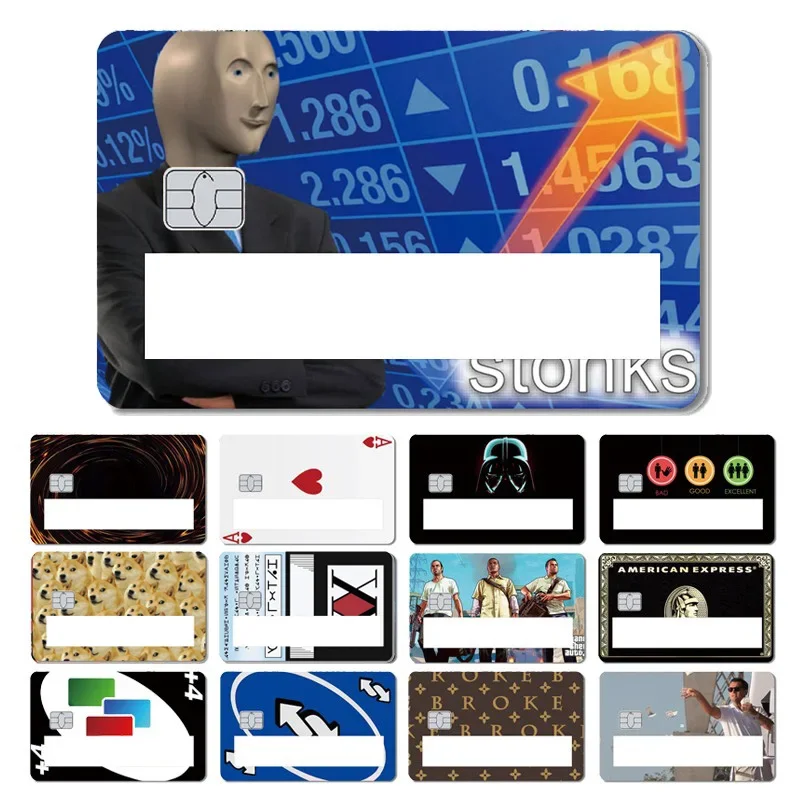 2021 New Poker Money Black Card Game Window Sticker Case Film Tape Skin for Big Small Chip Credit Debit Card