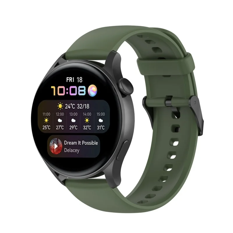 Bracelet en silicone souple pour montre Huawei, bracelet de remplacement, boucle noire, respirant, nouveau, 4/3