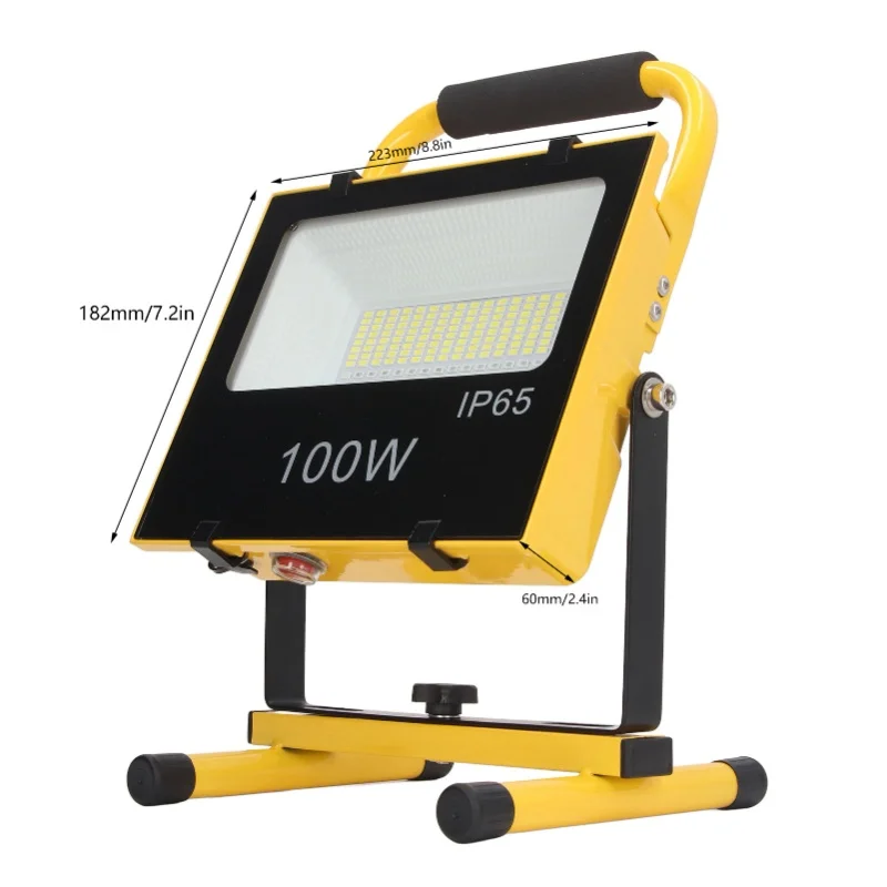 كشاف ضوء خارجي قابل لإعادة الشحن LED IP65 مصباح محمول مقاوم للماء 100 وات 9000LM 6500 ك