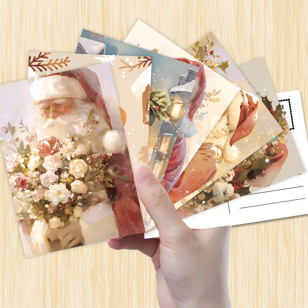 32 Stück, Vintage-Weihnachtspostkarten, Weihnachtsmann, Geburtstags-/Jubiläumsgeschenke, Sammlerstücke, geeignet zum Verschenken und verschickbar. – Detail 3