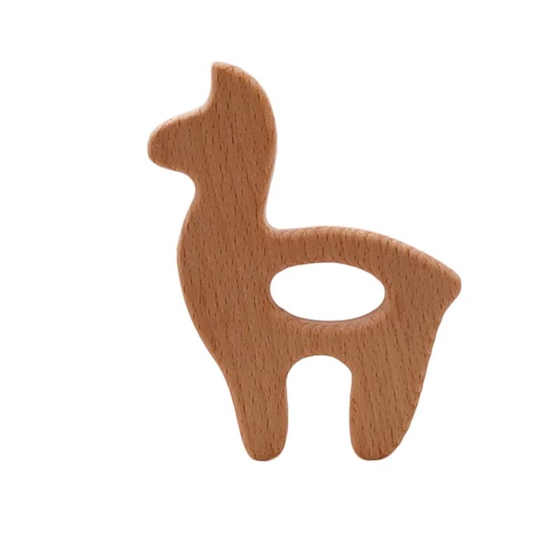 ABCPICK 10pcs Baby Animal Natural Beech Teething Wooden Teether Rodent Deer Tiny Rod Pendant For DIY Pacifier Chain Products