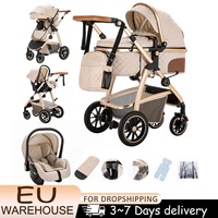 Baby Stroller 3 in 1 Portable Travel Baby Carriage Luxurious Fold Pram High Landscape Aluminum Frame Newborn Infant Stroller