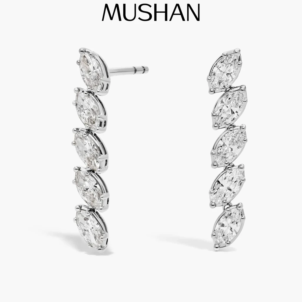 MUSHAN Custom Jewelry 925 Sterling Silver Earring Moissanite D Color VVS1 Fine Pure Brilliant Girl Cushion Earrings Diamond