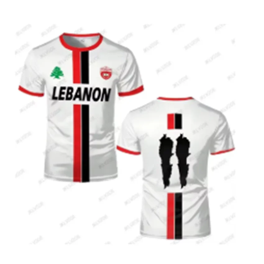 Camisa de futebol do líbano t camisas adulto & luz luxo digital impresso esportes uniformes de futebol masculino bandeira libanesa roupas