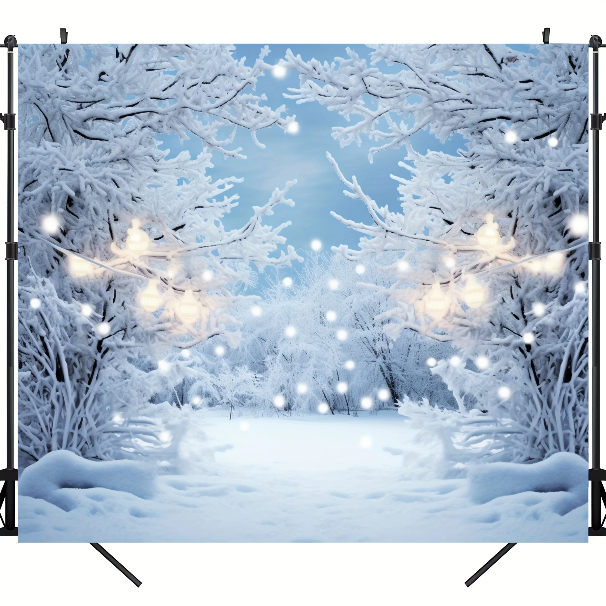 Winter scene Background Wonderland Snowflake Photography Background Snow Forest Christmas, party decoration supplies