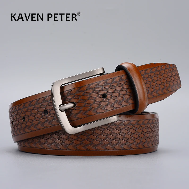 

Luxury Vintage Braided Emboss Belts For Men Famous Brand Classic Pu Leather Waist Male Strap Belt for Jeans High Quality