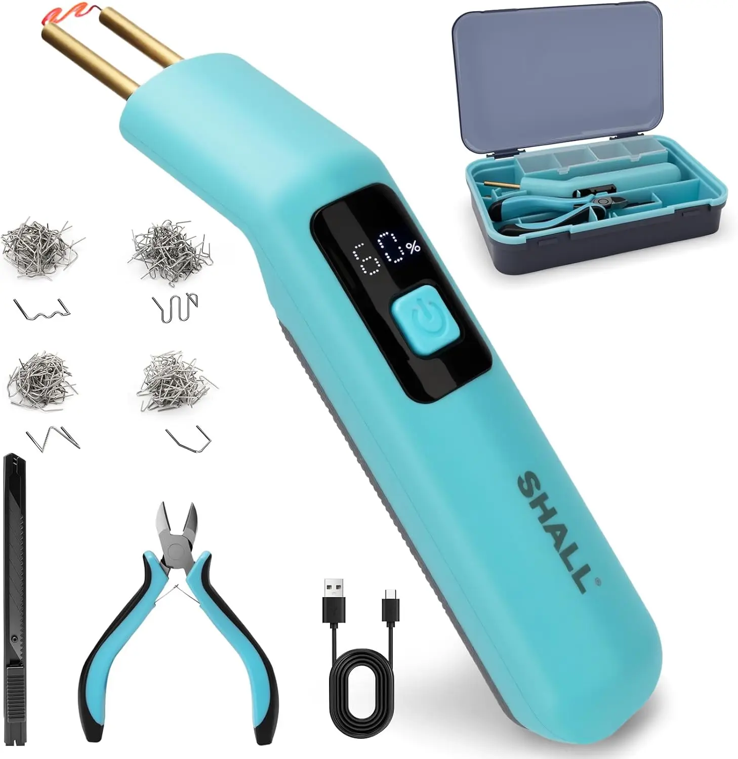 

Аппарат для сварки пластика, беспроводной набор для сварки пластика с 200 скобами, USB-перезаряжаемый аппарат для сварки пластика с портативной сумкой для хранения