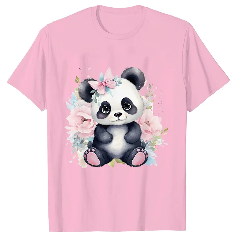 Cute Panda Printed T-Shirt Women Summer Short Sleeve Y2k Tops Fashion Hip Hop Tee Clothes Breathable Comfortable Casual T Shirt