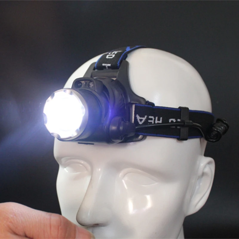 XM-L2 U3 T6 LED Headlight Headlamp Zoom adjustable Head Flashlight Lamp 18650 Battery Front Light For Fishing 8000LM Sensor