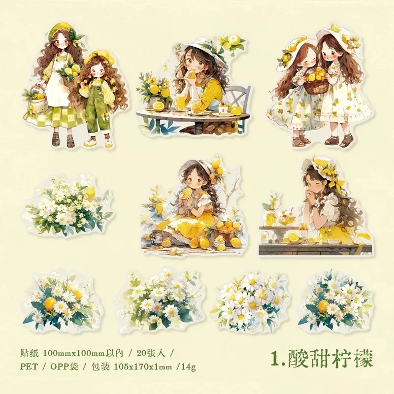 20Pieces PET Sticker Pack Girl\'s World Handbook Decorative DIY School Supplies diary Stickers Scrapbooking cut 170*105mm