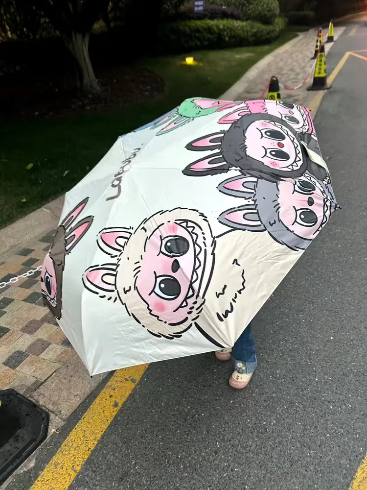 Umbrella Labubu Monster Cartoon Automatic Sunshade Kawaii Umbrella Sun Umbrella Sunscreen Anti-ultraviolet Folding Umbrella Gift