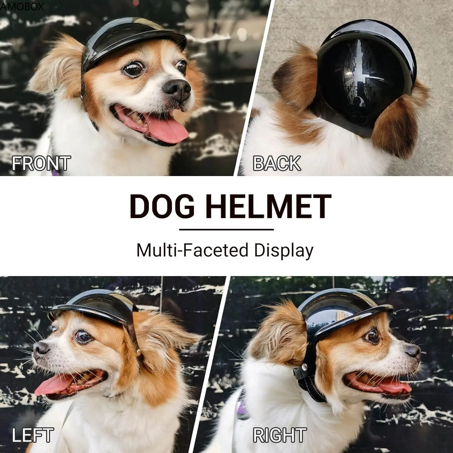 AMOBOX-Motorcycle Helmet for Dogs and Cats, Pet Helmet, Hard Hat, Outdoor Bike Cap, Pet Cap for Dogs and Cats