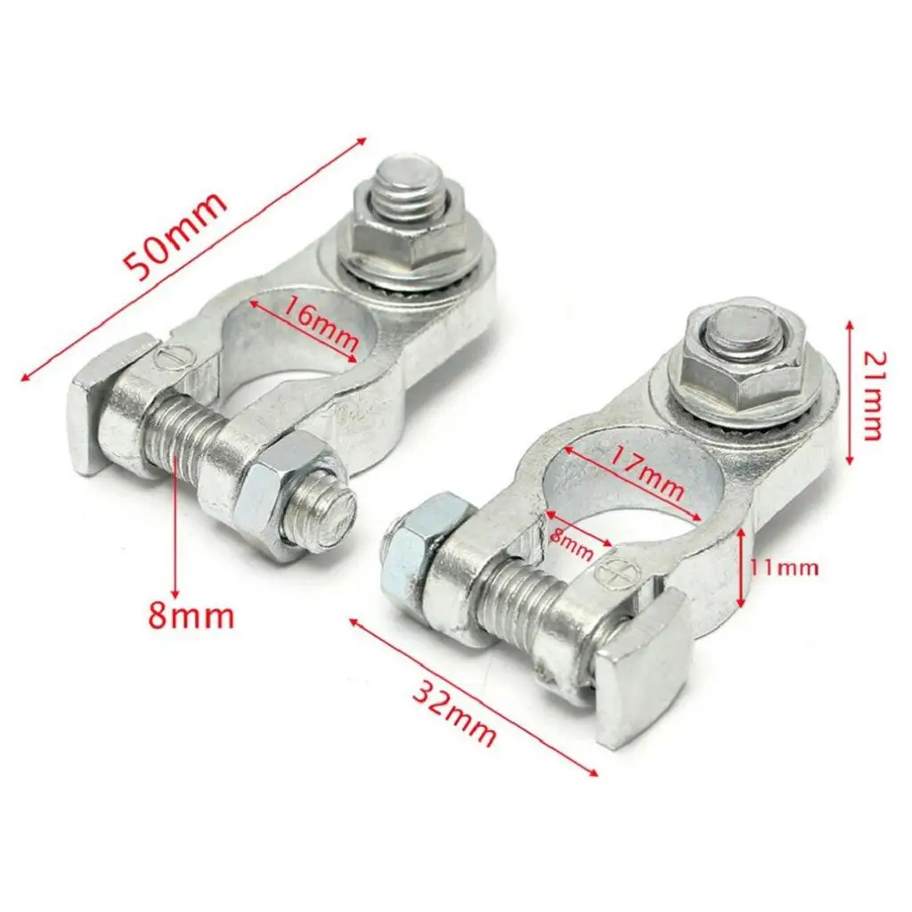 Set of 2 Battery Terminals Connectors Clamp, Battery Post Connector Ends
