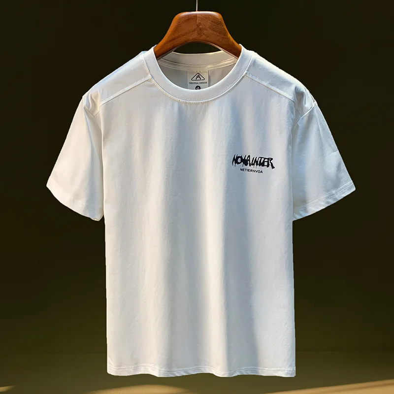 

Fashionable printed short sleeved T-shirt for men in summer, thin, breathable and comfortable top, ice silk trendy shirt